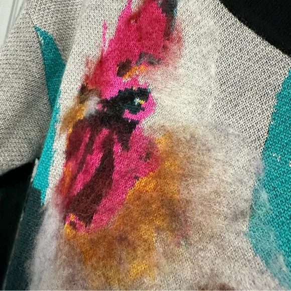 Anthropologie Womens XS Sweater Rooster Artwork Lauren C Walcott Wool Blend - Picture 8 of 16